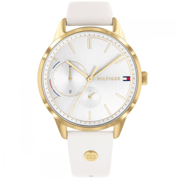 Tommy Hilfiger Damklocka 1782018, Reptåligt mineral glas, läderarmband, vattentålig 30 m