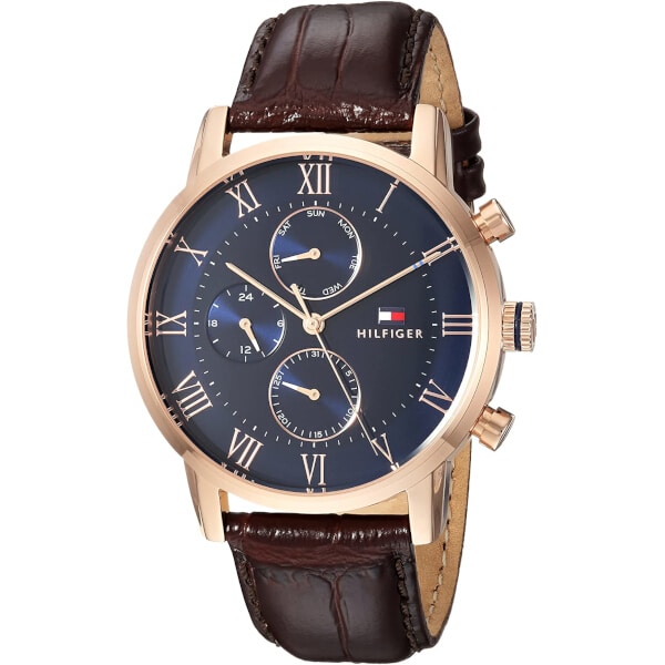 Tommy Hilfiger Herrklocka 1791399, Kronograf, datumvisning, läderrem, vattentålig 50 m