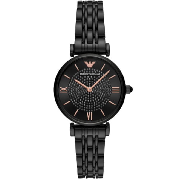 Emporio Armani AR11245 damklocka, rostfritt stålarmband, vikbart spänne med tryckknapp, vattentålig 30 m