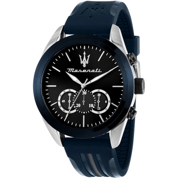 Maserati Traguardo Herrklocka (R8871612046), kvarts urverk, datumvisning, kronograf, vattentät 100 m, gummiarmband