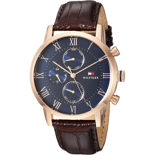 Tommy Hilfiger Herrklocka 1791399, Kronograf, datumvisning, läderrem, vattentålig 50 m