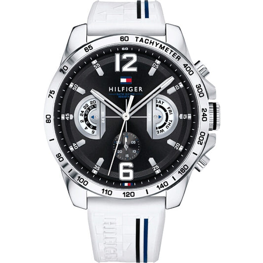 Tommy Hilfiger herrklocka (1791475), kronograf, datumvisning, silikon armband, vattentålig 50 m