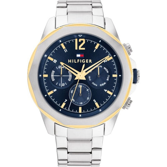 Tommy Hilfiger herrklocka 1792059, datumvisning, vattentålig 50 m, rostfritt stålarmband, blå urtavla