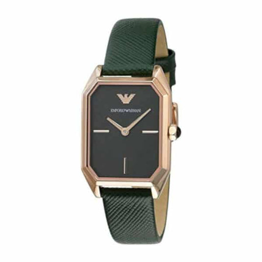 Emporio Armani damklocka (AR11149), kvartsur, tvåhandsrörelse,vattentålig 30 m, grönt läderarmband