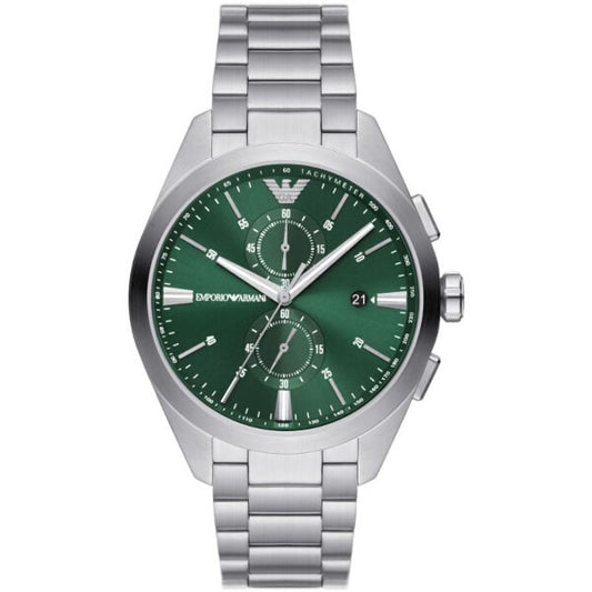 Emporio Armani AR11480, herrklocka, Grön urtavla, Kronograf, datumvisning, vattentålig 50 m