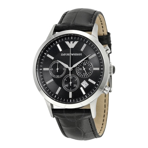 Emporio Armani Herrklocka AR2447, datumvisning, Kronograf, läderrem, Vattentålighet 50 mm