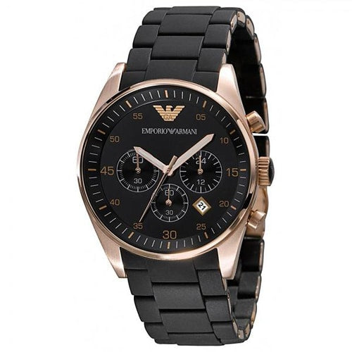 Emporio Armani Herrklocka AR5905, Silikonarmband, svart urtavla, datumvisning, kronograf