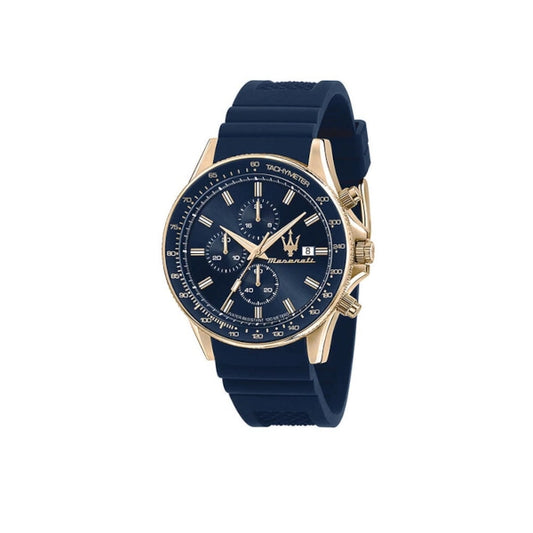 Maserati Herklocka R8871640004, blå, kronograf, vattentålighet 100 m, gummiarmband